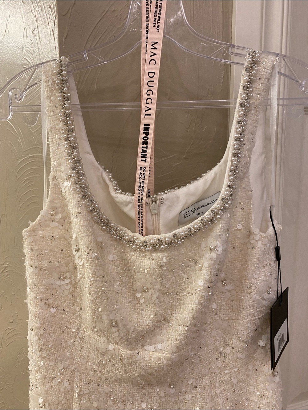 Wedding Canceled! Make Mac Duggal Ivory Sequin Midi Dress with Scoop Neck - Picture 4 of 5
